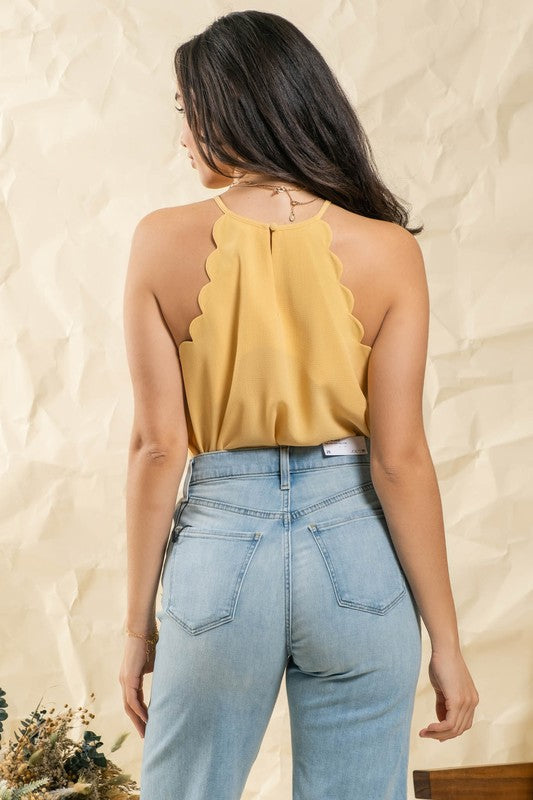 Scallop Halter Top- honey
