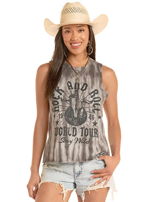 Womens Rock & Roll Grey tank
