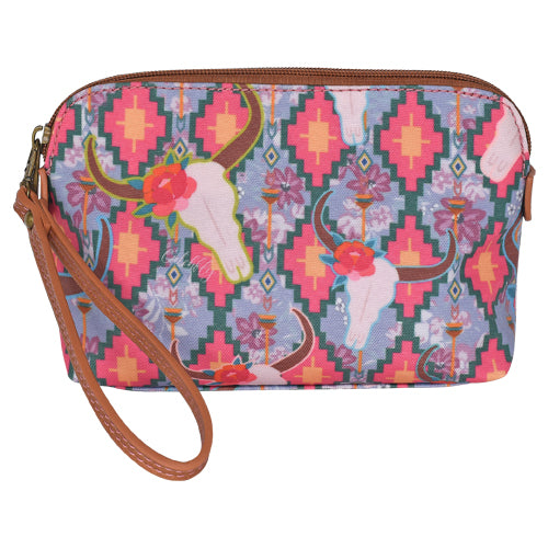 Aztec skull cosmetic bag