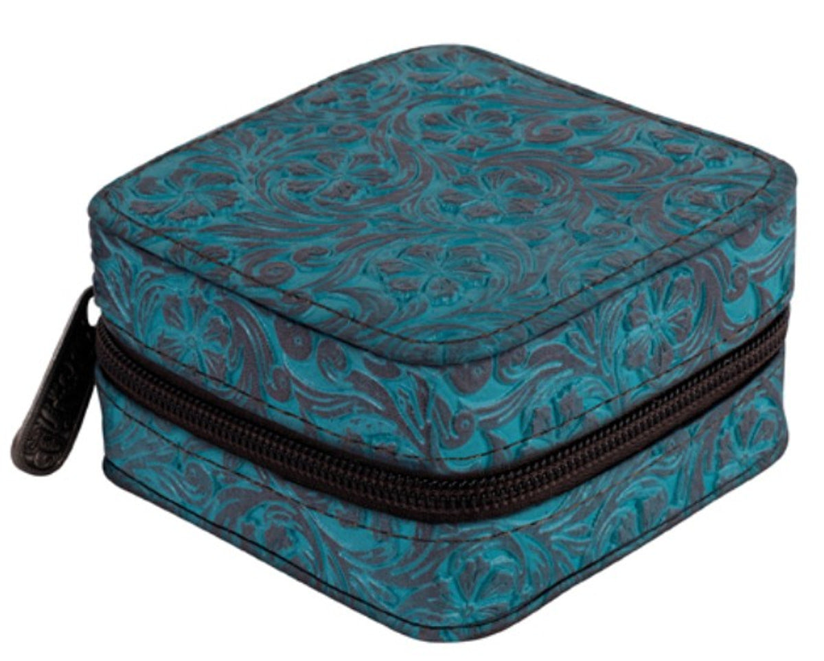 Justin Turquoise w/Floral Tooling Jewelry Box