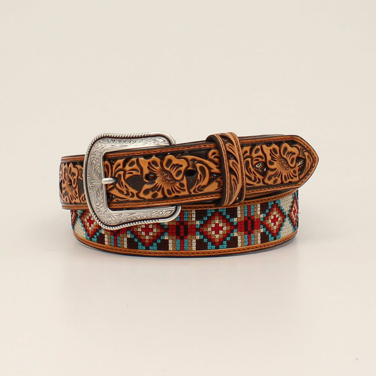 Tooled Diamond Embroidery Belt