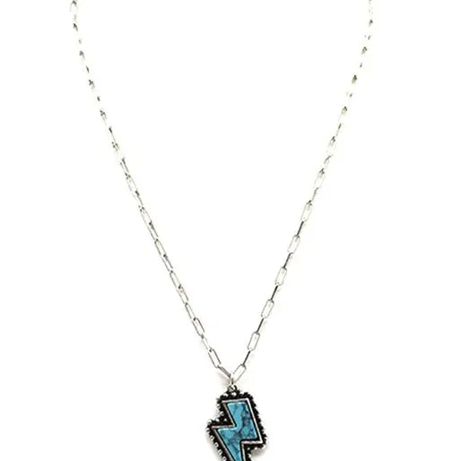 Western Turquoise Thunderbolt Necklace