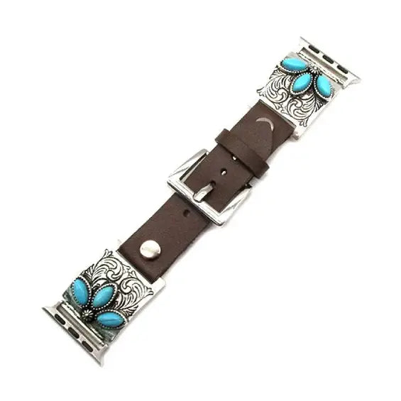 Western Etched Turquoise Apple Watch Band