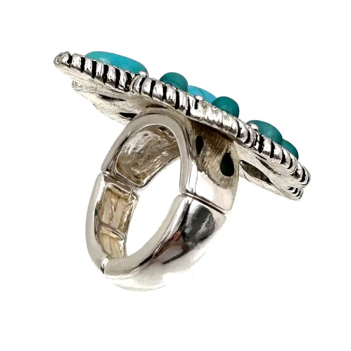 Turquoise Teardrops Stone Large Western Stretch Ring