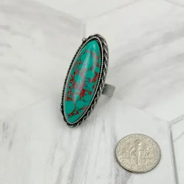 Silver metal w/blue turquoise ring