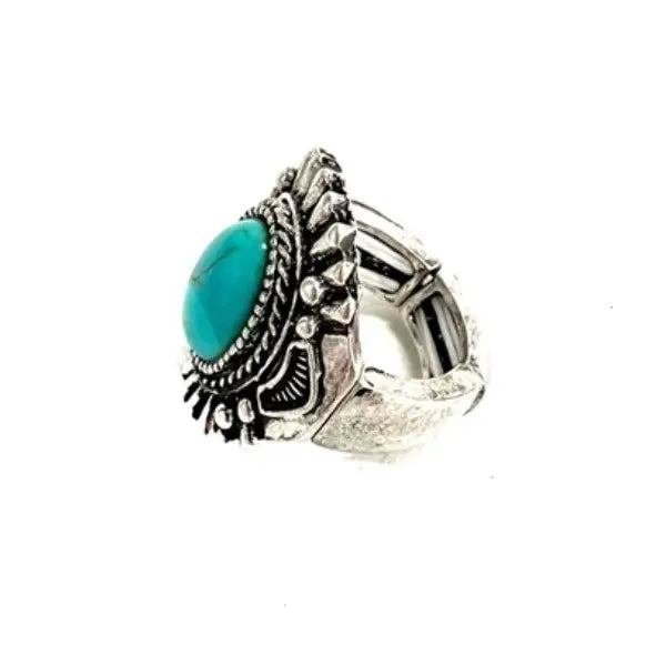 Western stretch turquoise ring
