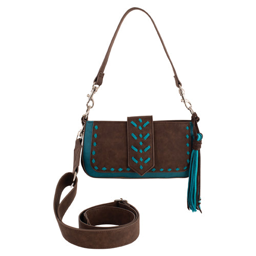 CATCHFLY BROWN/TURQUOISE CLUTCH
