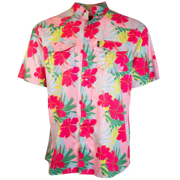 Boy's "Sol" Pink/Palm Print Short Sleeve