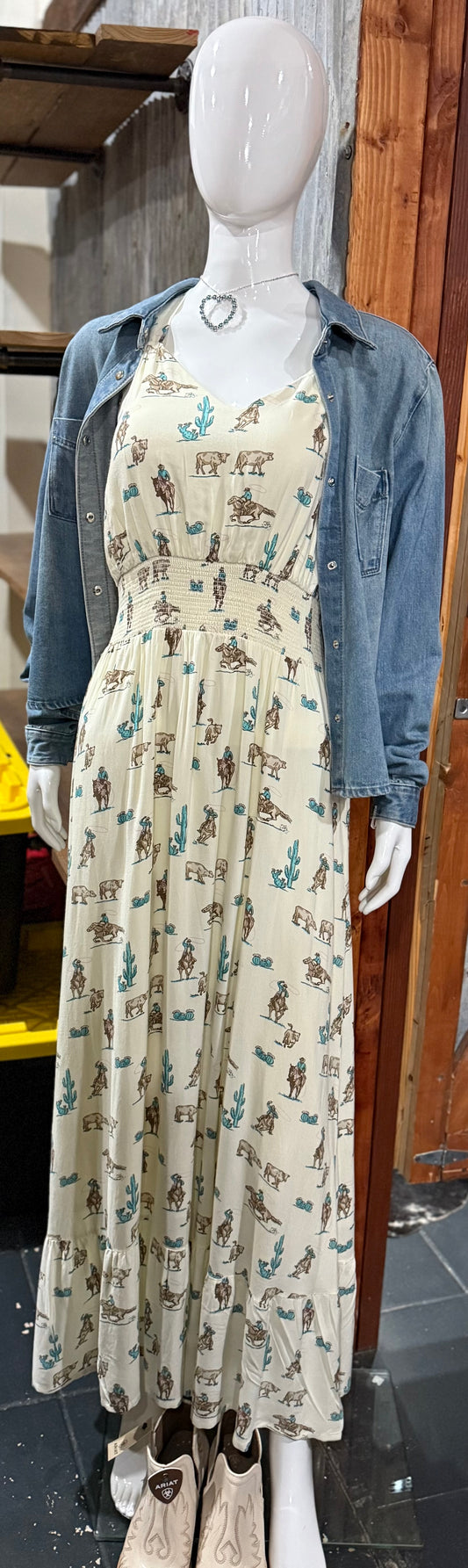 Women's Roper Wild West White Printed Dress