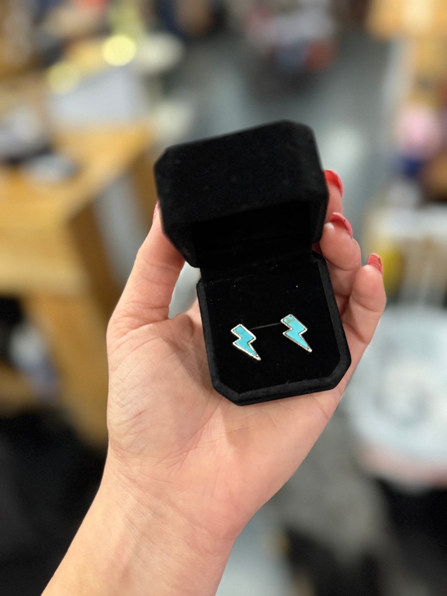 Turquoise Lightening Stud Earrings