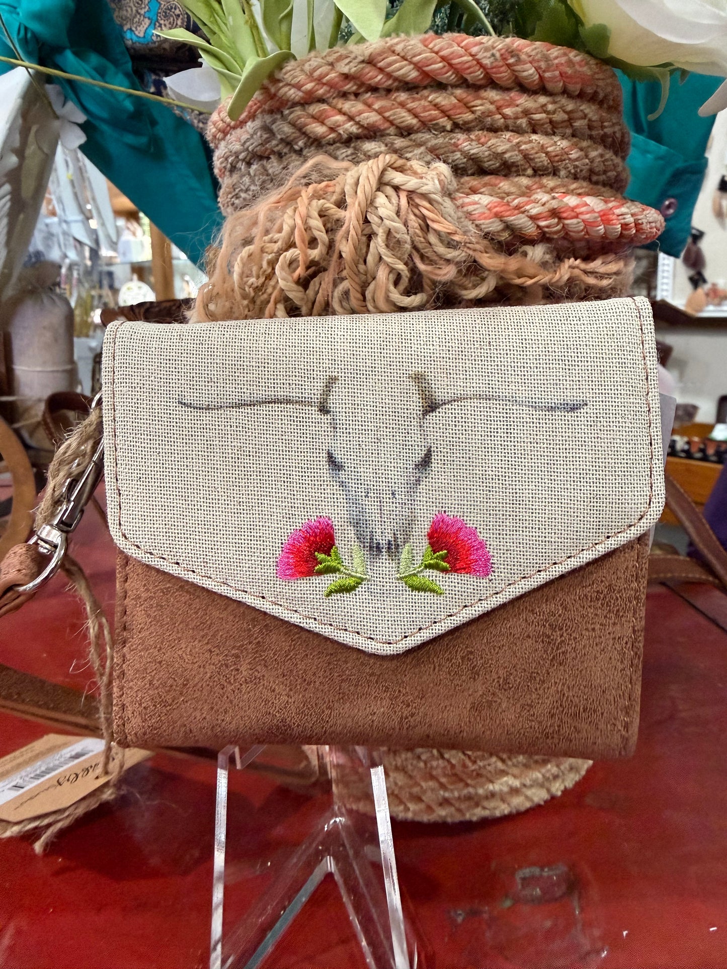 Skull w/flowers mini wallet