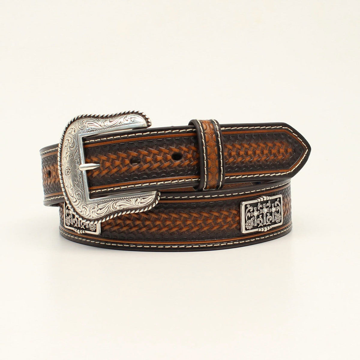 Boys Nacona brown with silver square belt