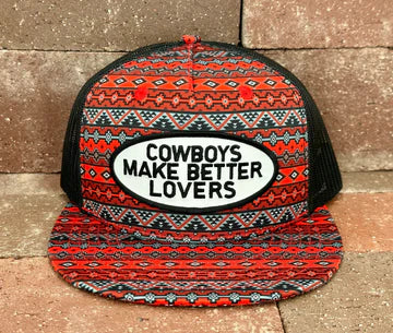 "Better Lovers" cap- red/black aztec