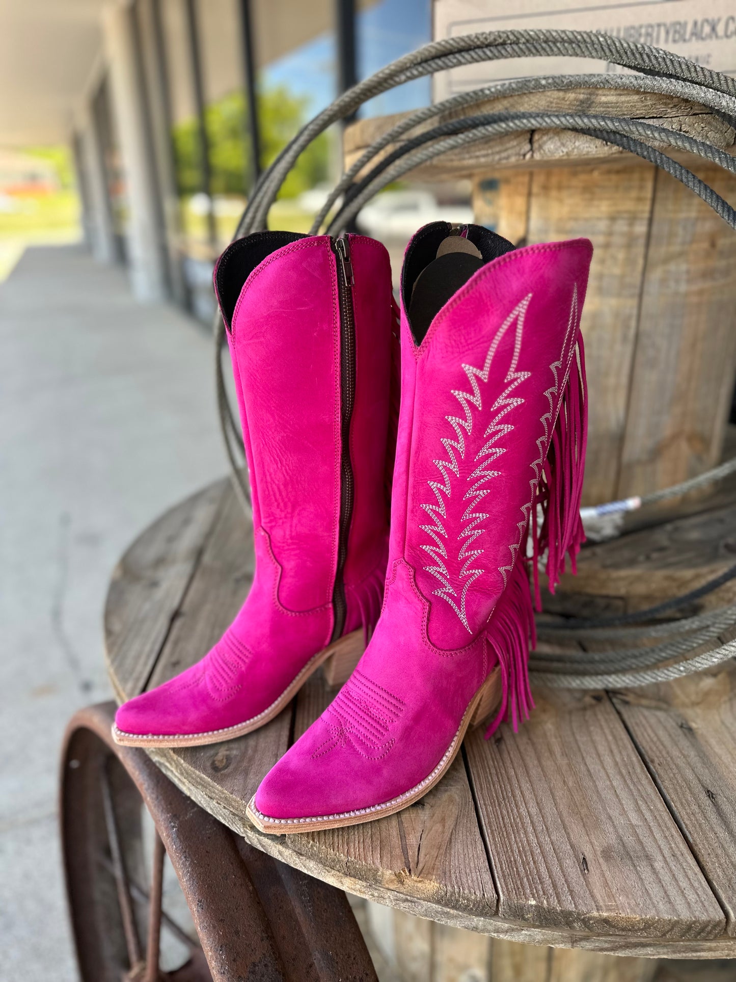 Liberty Black Benefits boot- fuchsia