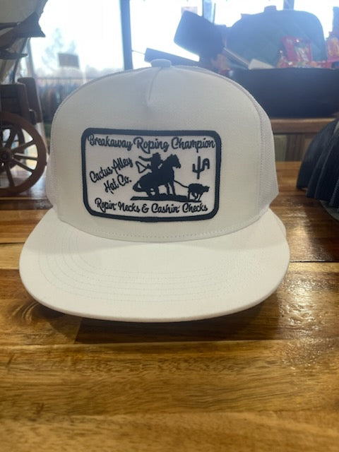 "Ropin' Necks Crushin' Checks" White Snapback