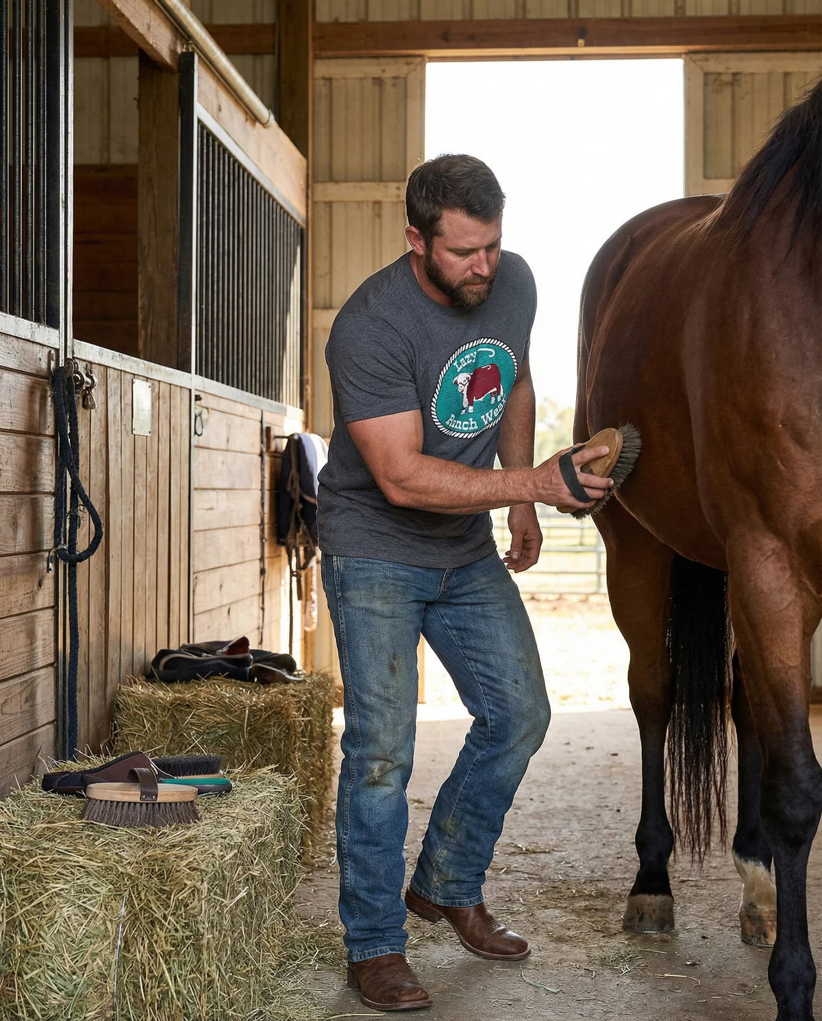 Lazy J ranch original buckle tee