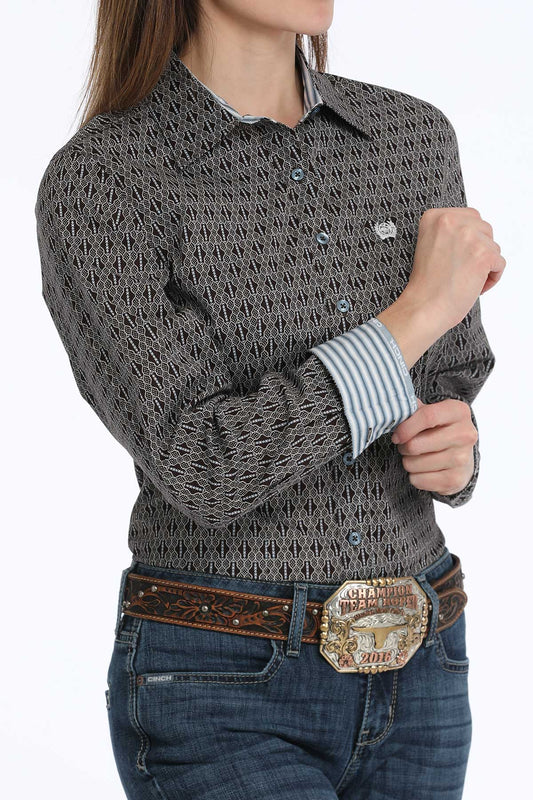 WOMEN'S L/S BROWN PRINT