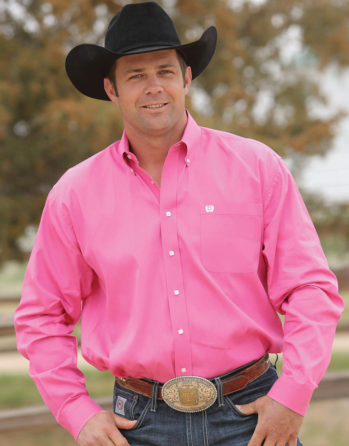 Cinch mens pink LS