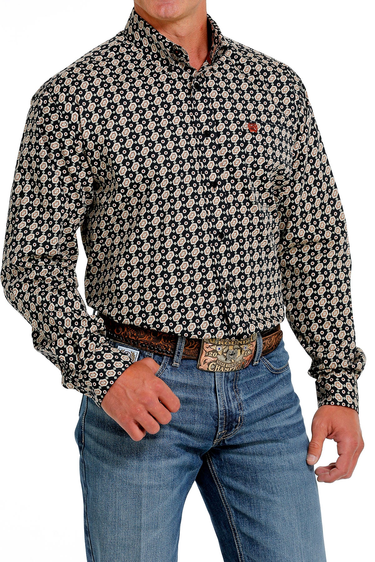 Geo Print Long Sleeve- black