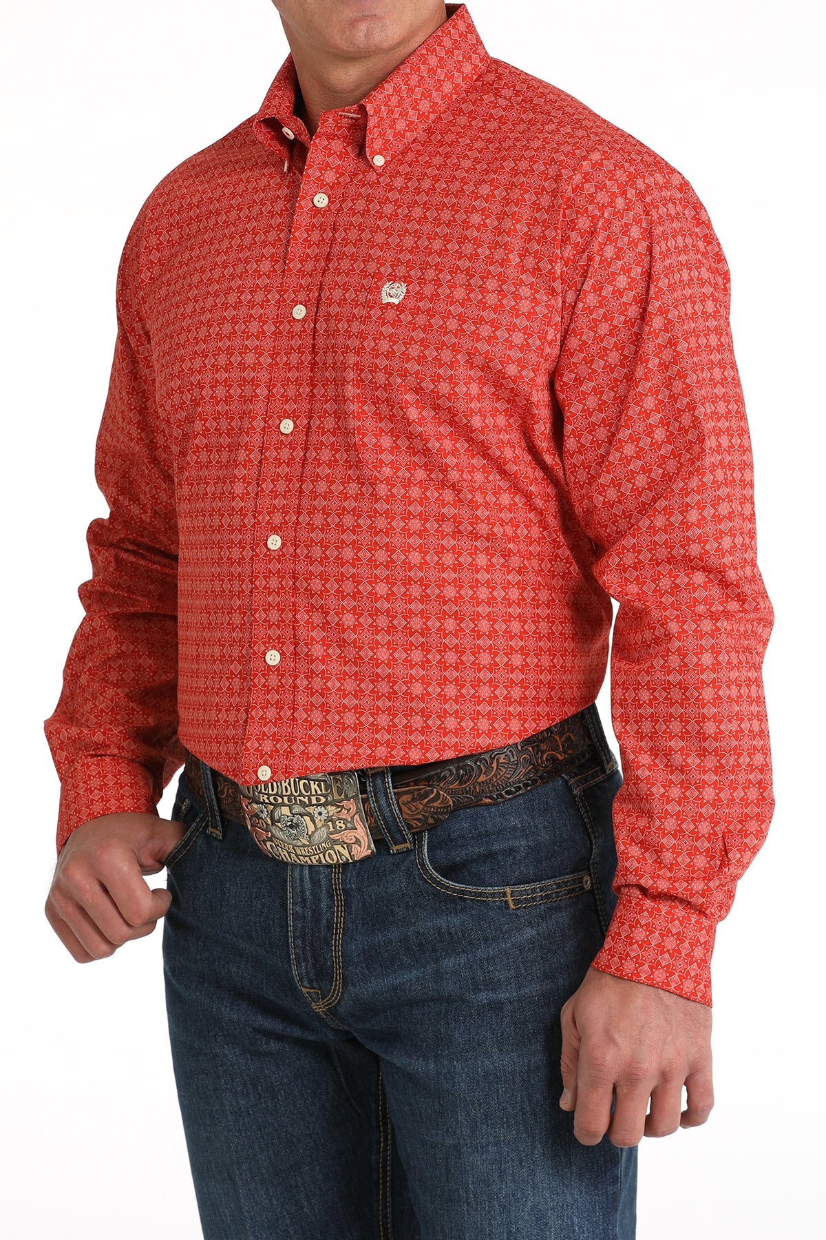 MEN'S RED L/S CINCH SHIRT
