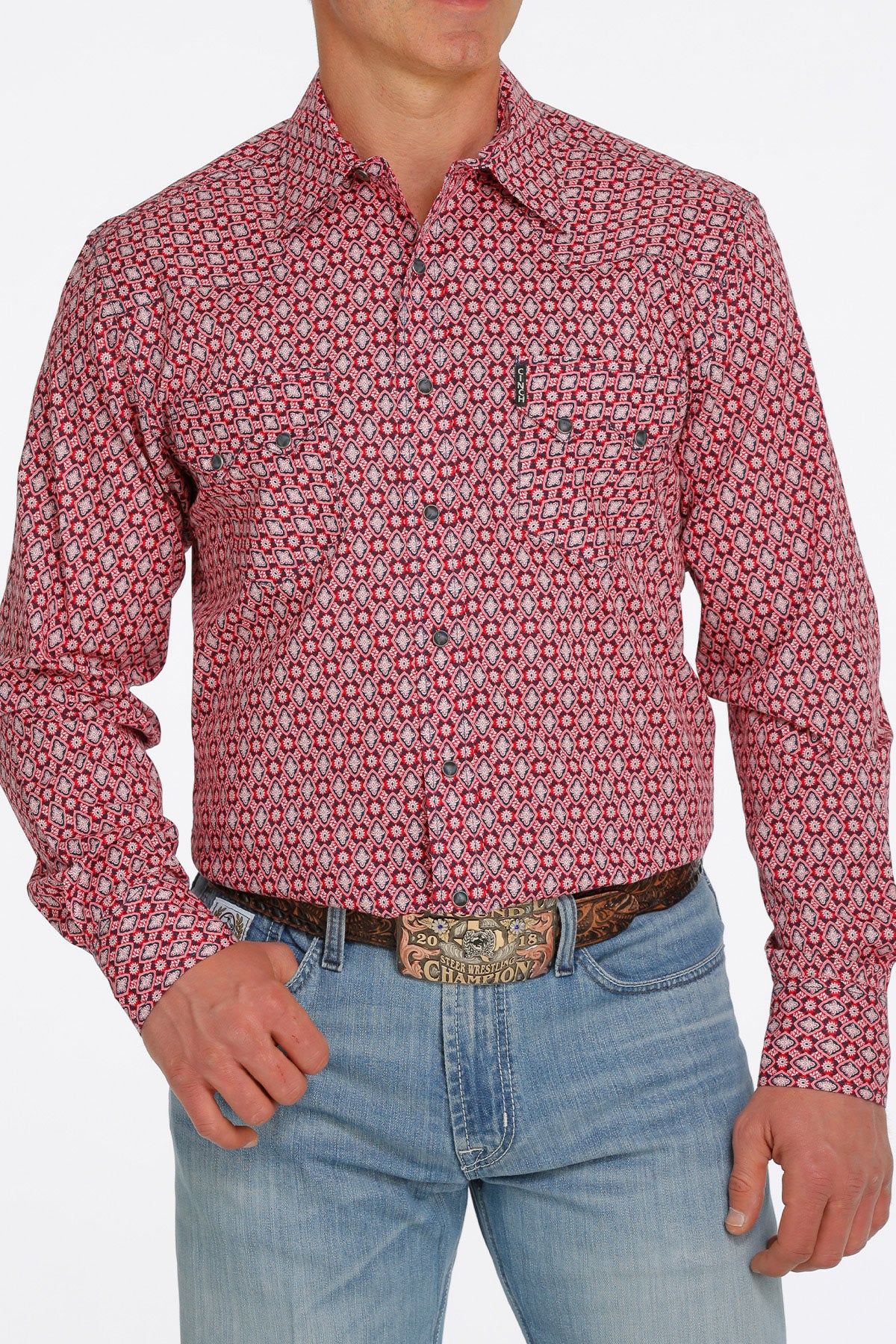 Diamond Geo Long Sleeve- red