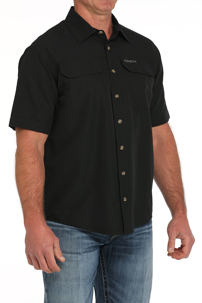 Men's Cinch Arena Flex Black Short-Sleeved Shirt