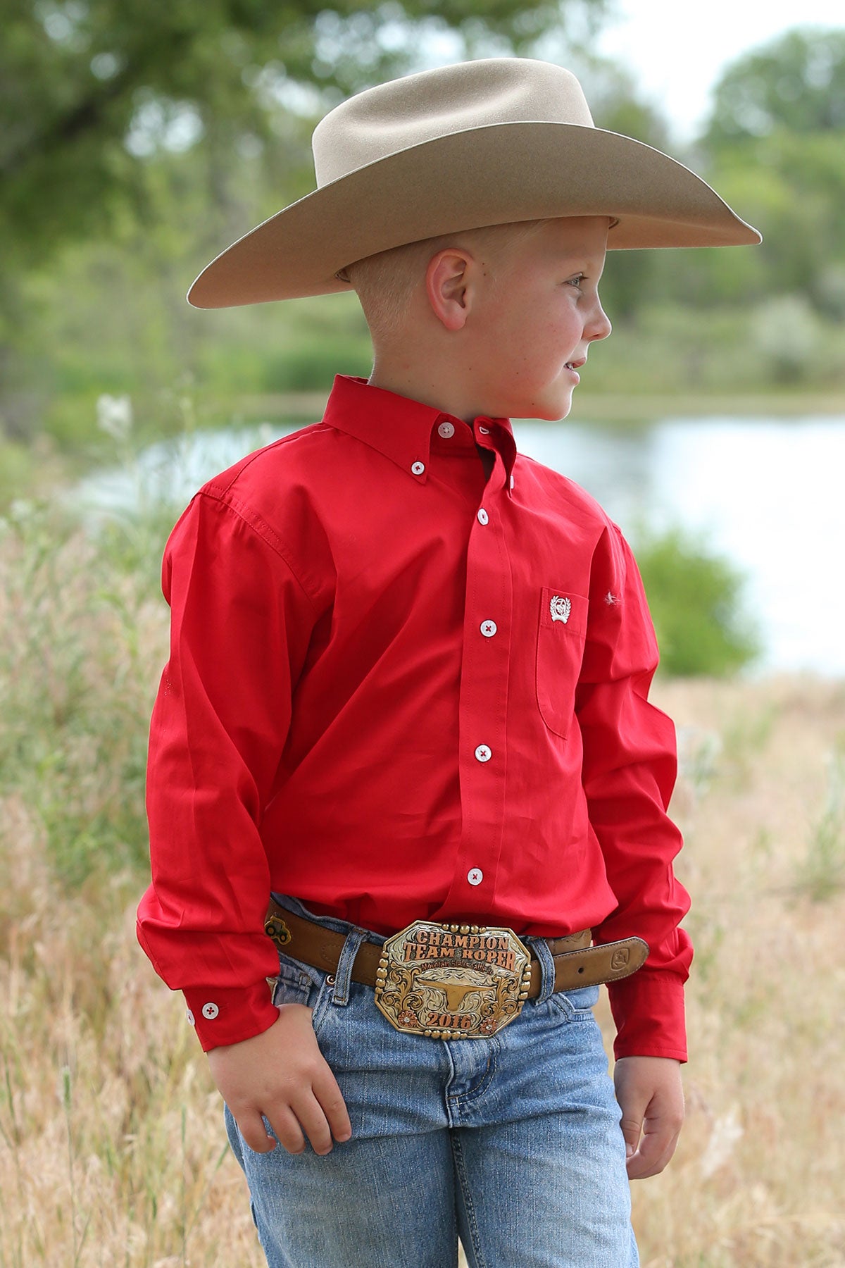 BOY'S L/S RED SOLID