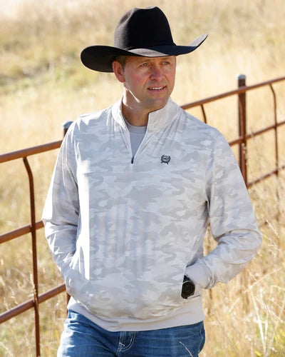 Mens Cinch 1/4 zip Camo Grey