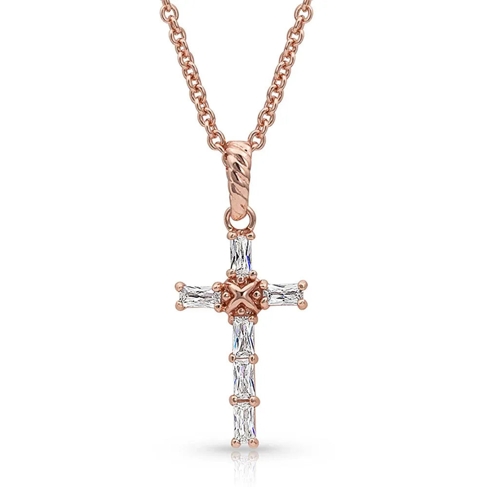 Entwined Rose Gold Cross Necklace nc3239rg