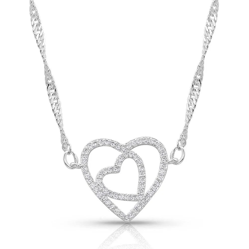 Double Open Heart Split Necklace nc4502