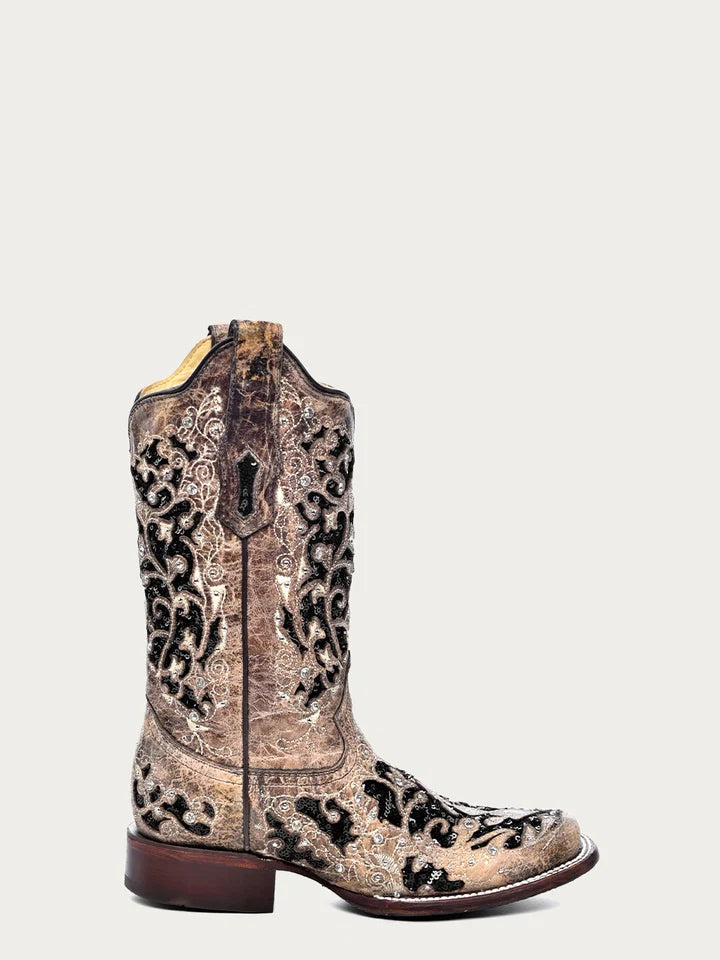 Corral Black & Glitter inlay Women's boot