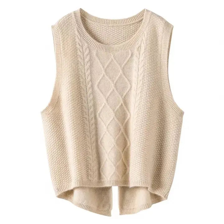 Loose Short Slit Solid Color Knitted Sweater