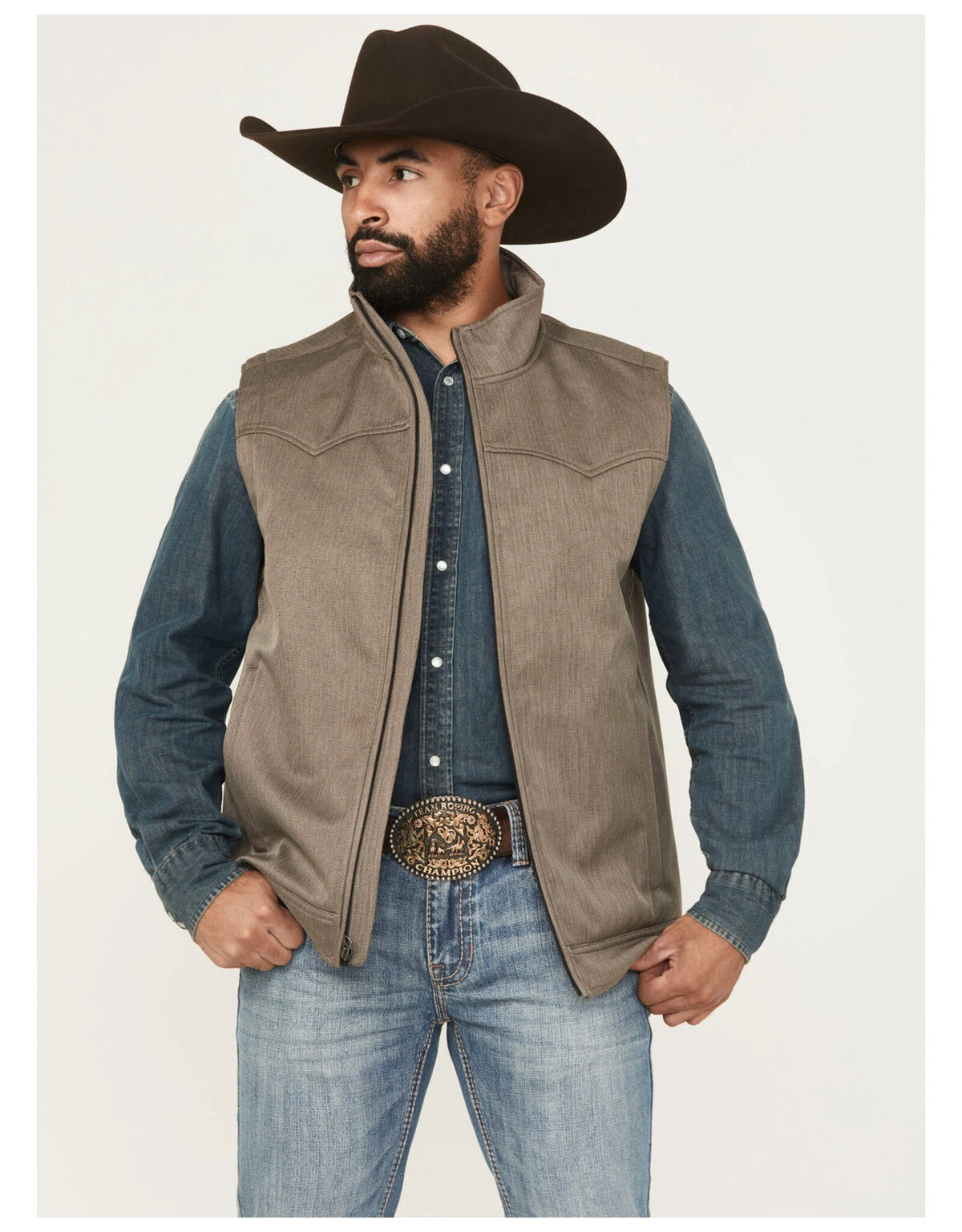 Mens cinch cc vest brown