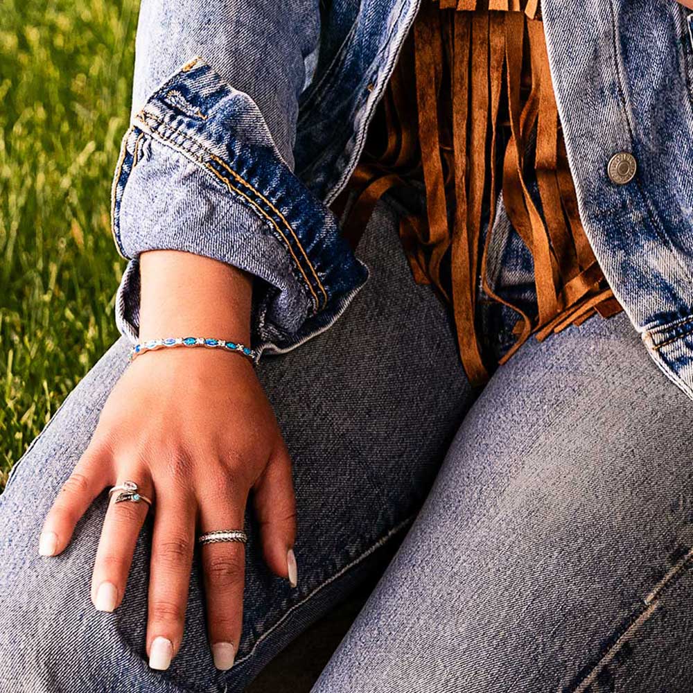 Moonlit Night Crystal Opal Cuff Bracelet