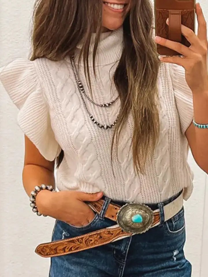 Western Cable Knit Turtleneck