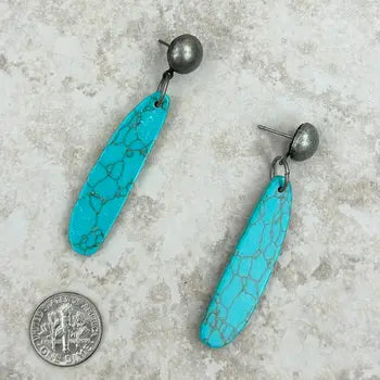 Silver w/turquoise teardrop dangle