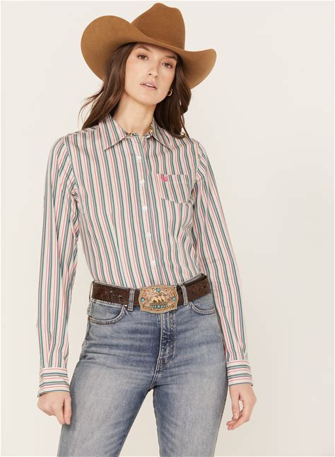 Women's Striped Long Sleeve- brown & green