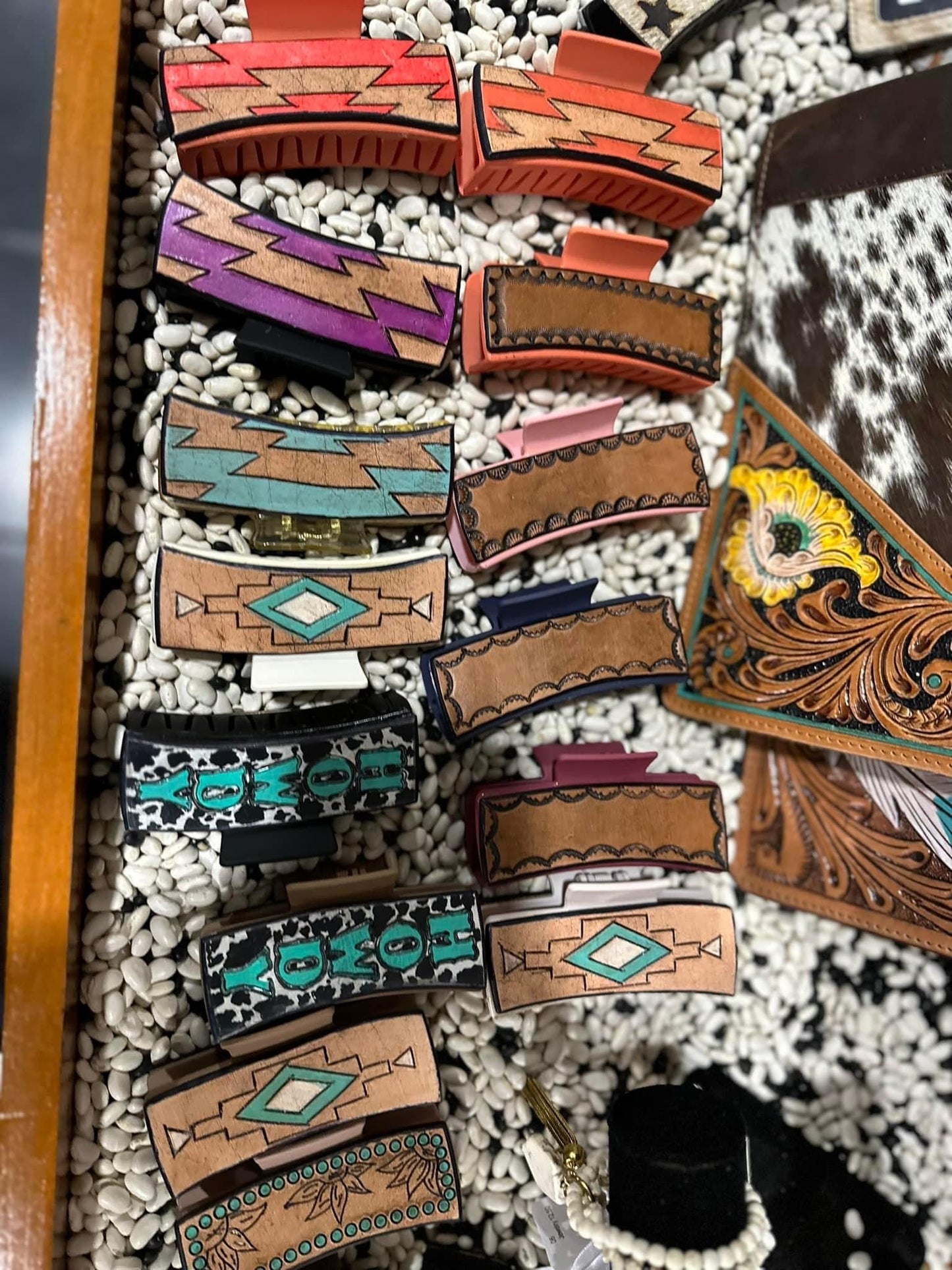 Tooled leather hair clip- CUSTOM