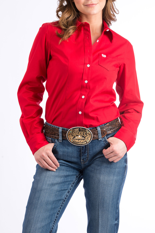 Women's Solid Long Sleeve- red
