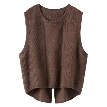 Loose Short Slit Solid Color Knitted Sweater