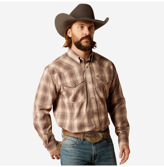 Men's Ariat Pro Rex Snap LS Shirt-brown