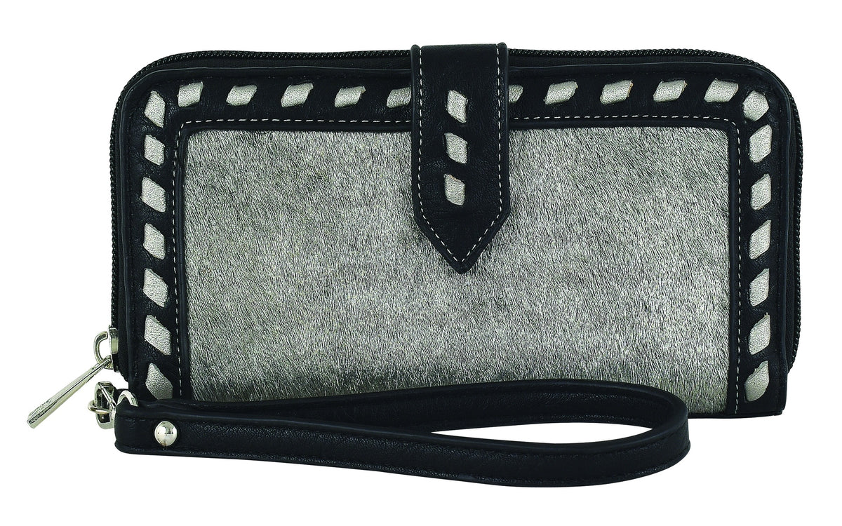 Silver Shimmer hair on wallet