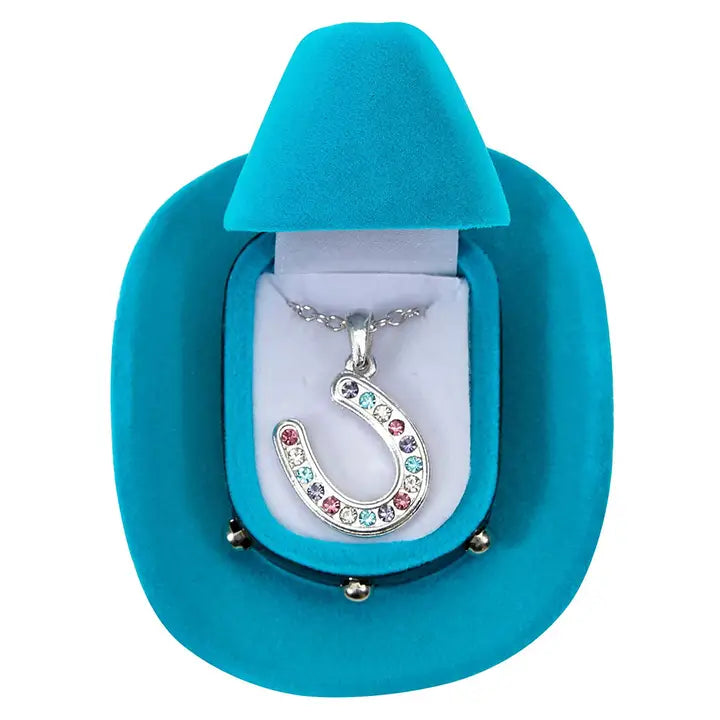 Rhinestone Horseshoe Necklace in gift box
