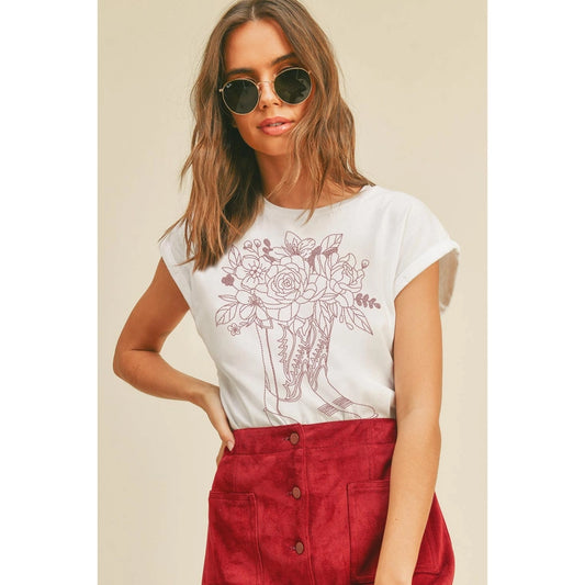 WESTERN BOOTS FLOWER TSHIRT