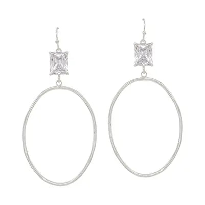 Silver hoops with stone
