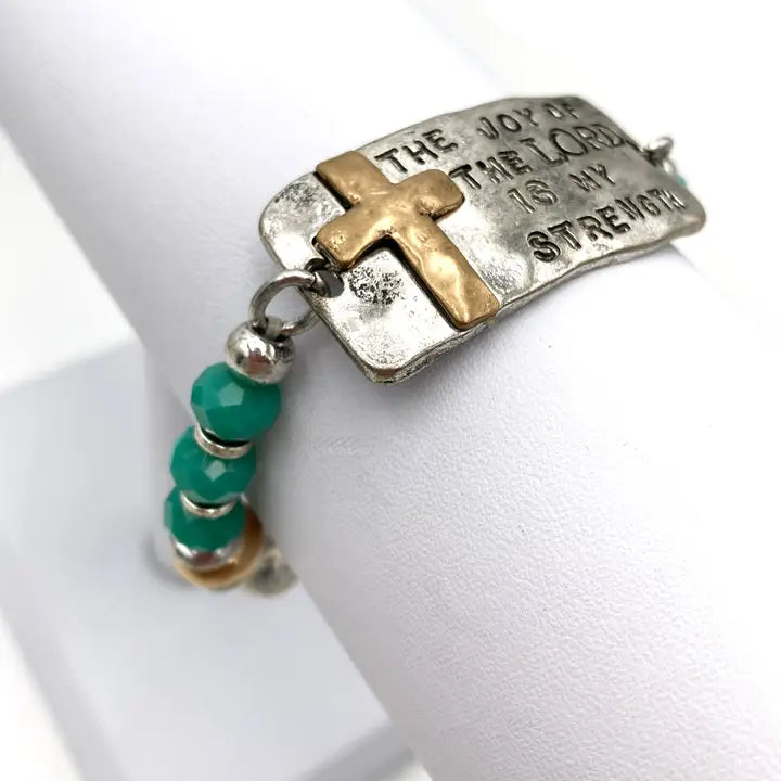 Joy of the Lord Is My Strength Cross Prayer Beads Bracelet