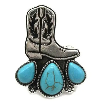 Western Turquoise Boots Cuff Ring