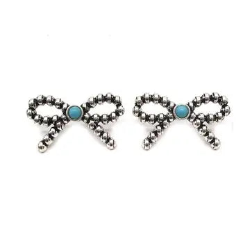 Western Bubble Ribbon Studded Earrings