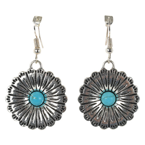 Silver flower concho earrings