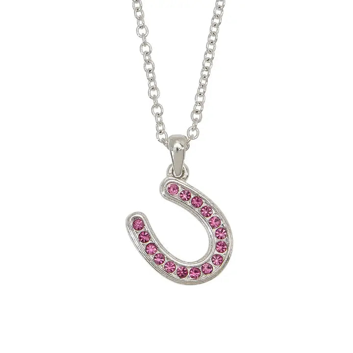 Pink Horseshoe Necklace in HatBox